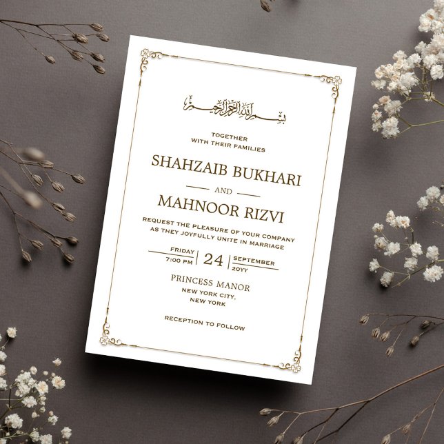 Invitation Cadre Vintage de luxe Monogramme Mariage islamique (Créateur téléchargé)
