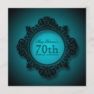 Invitation Cadre vintage en Bleu - 70e anniversaire