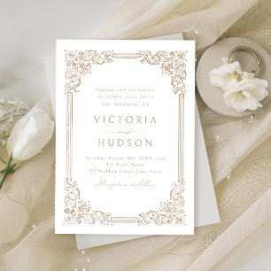 Invitation Cadre Vintage Neutre Élégant de Mariage