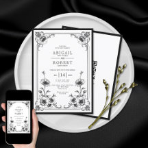 Cadre vintage noir blanc cadre QR code mariage
