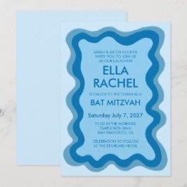 Invitation Cadre Wavy Frame Moderne Chic Bat mitzvah de barre