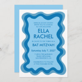 Invitation Cadre Wavy Frame Moderne Chic Bat mitzvah de barre
