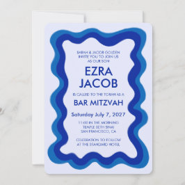 Invitation Cadre Wavy Frame Moderne Chic Bat mitzvah de barre