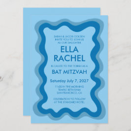 Invitation Cadre Wavy Frame Moderne Chic Bat mitzvah de barre