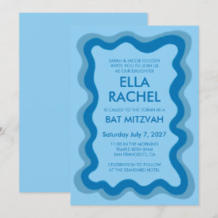 Invitation Cadre Wavy Frame Moderne Chic Bat mitzvah de barre