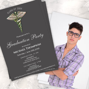 Invitation Caducée holographique Chrome pour la remise des di
