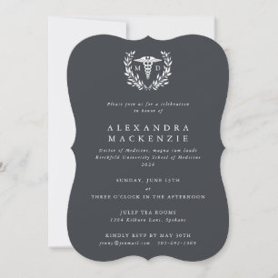 Invitation Caducée MD+Couronne de Laurier Diplômé
