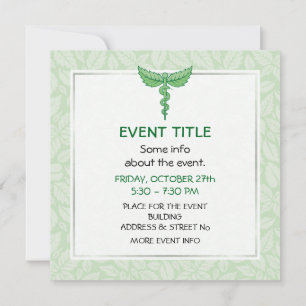 Invitation Caduceus avec arrière - plan feuille
