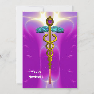 Invitation CADUCEUS bleu vif, améthyste violet rose