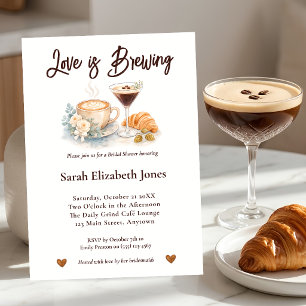 Invitation Café à l'aquarelle Martini Espresso Baby Shower de
