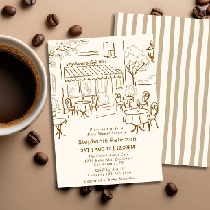 Invitation Café à thème de salon de café français Bebe Baby S