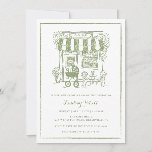 Invitation Cafe Bebe Baby Brunch Invite | Baby Shower (Devant)