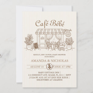 Invitation Cafe Bebe Baby Shower Parisien
