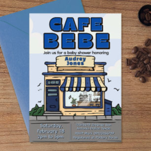 Invitation Cafe Bebe - Baby Shower sur le thème du café