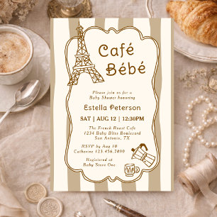 Invitation Cafe Bebe Baby Shower sur le thème du café parisie
