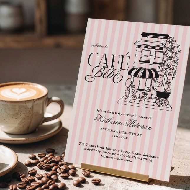 Invitation Café Chic Parisien Bébé Baby Shower Français (Créateur téléchargé)
