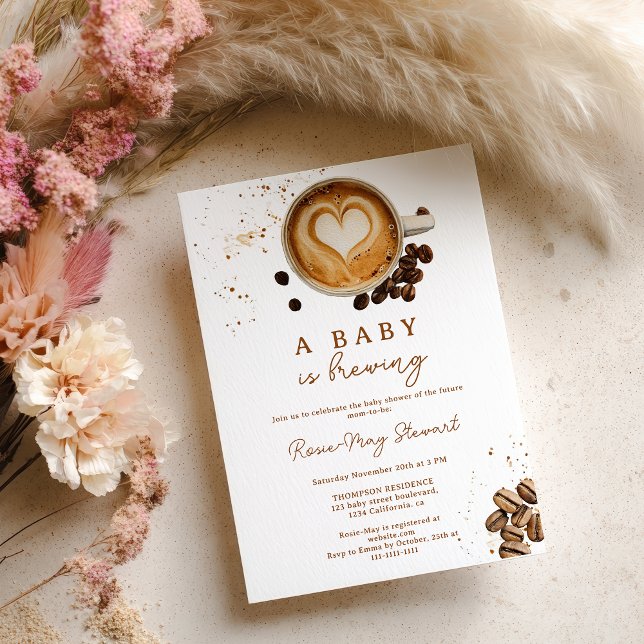 Invitation Café d'automne moderne bébé brasse Baby shower (Modern Fall Coffee Baby is Brewing Baby Shower Invitation)