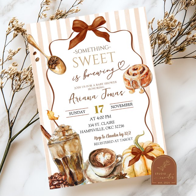 Invitation Café d'automne Quelque chose de sucré brasse Baby  (Créateur téléchargé)