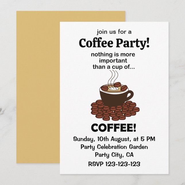 Invitation café drôle pour les amateurs de café (Devant / Derrière)