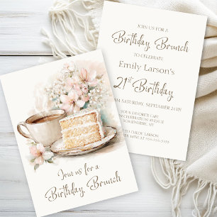 Invitation Café et gâteau 21e anniversaire Brunch