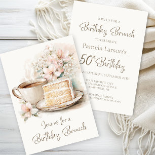 Invitation Café et gâteau 50e anniversaire Brunch