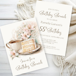 Invitation Café et gâteau 55e anniversaire Brunch
