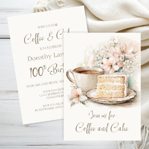 Invitation Café et gâteaux 100e anniversaire