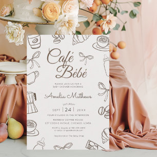Invitation Café Fantaisiste Bébé Brown Baby Shower