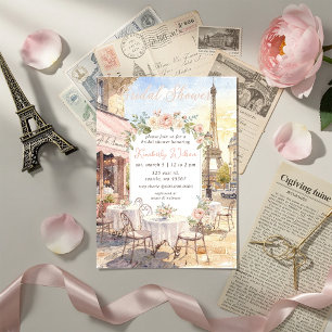 Invitation Café Français Thème Paris Tour Eiffel Enterrement