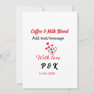 Invitation Café & lait mélange amour couple café cœur rouge n
