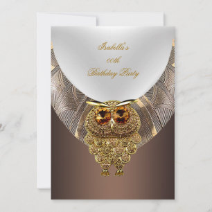 Invitation Café Owl Gold Fête d'anniversaire élégante