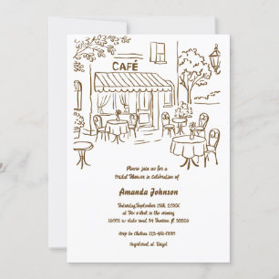 Invitation Café parisien français Fête des mariées de thé apr