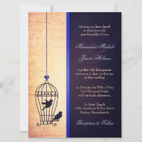 Cage d'oiseaux fantaisie avec Mariage de ruban ble