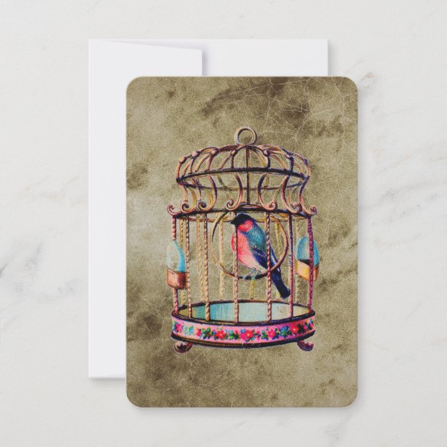 Invitation Cage vintage d'oiseaux (Devant)