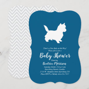 Invitation Cairn Terrier Chien Baby shower Blue Boy