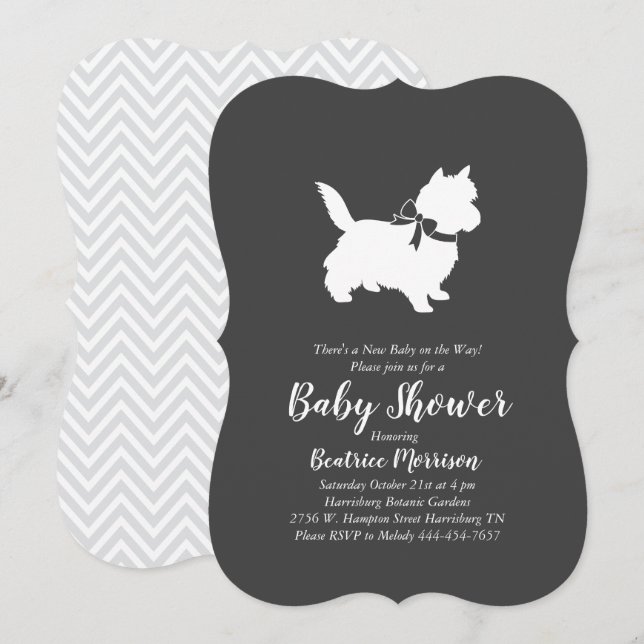 Invitation Cairn Terrier Chien Baby shower genre neutre (Devant / Derrière)
