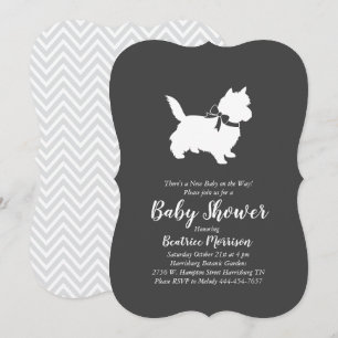 Invitation Cairn Terrier Chien Baby shower genre neutre