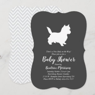 Invitation Cairn Terrier Chien Baby shower genre neutre