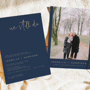 Invitation CAITLIN Moderne Marine et Gold Vow Renewal Invitat