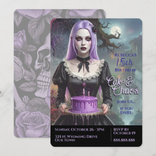 Invitation Cake & Chaos, Purple Goth Ado Fille Anniversaire