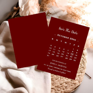 Invitation Calendrier bordeaux moderne pour annoncer la date