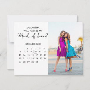 Invitation Calendrier Chic Personnalisé Photo Demoiselle d'Ho