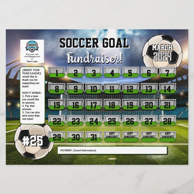 Invitation Calendrier de football modifiable collecte de fond (Devant)
