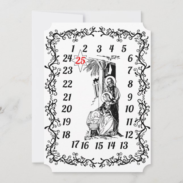 Invitation Calendrier de l'Avent Noël Compte Nativité Jésus (Devant)