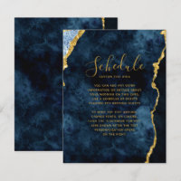 Calendrier de mariage en marbre bleu marine et or 
