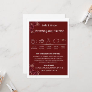 Invitation Calendrier de mariage floral bordeaux inclus