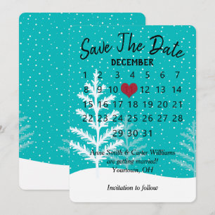 Invitation Calendrier de mariage Hiver Neige Sauvegarder la D