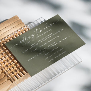Invitation Calendrier de mariage minimaliste vert olive