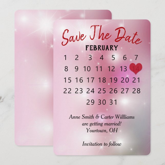 Invitation Calendrier de mariage "Sauver la date" sur Bokeh r (Devant / Derrière)