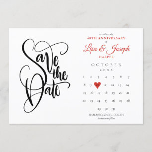 Invitation Calendrier de sauvegarde de date du 40e anniversai